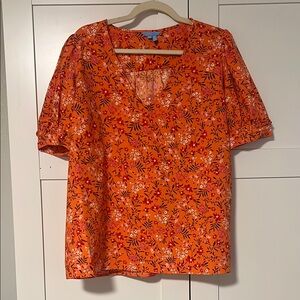 Draper James Orange Puff Sleeve Blouse